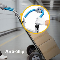 My Depot Heavy Duty Aluminum Hand Truck – 550 lbs Capacity, Ergonomic Curved Handle, 10" Solid Rubber Wheels, Beveled Nose Plate for Easy Loading & Transport