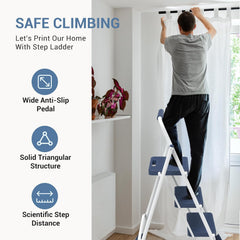 MyDepot  Step Ladder, 3 Sturdy Step Stool with Anti-Slip Pedal & Comfortable Handrail, Portable Heavy Duty Step Stool for Kitchen, Garage & Outdoor Use, 800lbs