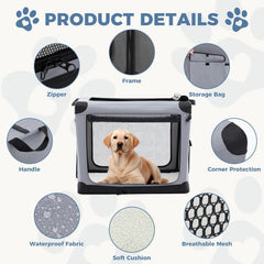 MyDepot Dog Crate Travel Cat Pet Carrier for Small Dog, Portable Foldable Soft Pet Airline Approved Crate with Storage Bag & Washable Pad for Indoor Outdoor Dog Kennel Carrier