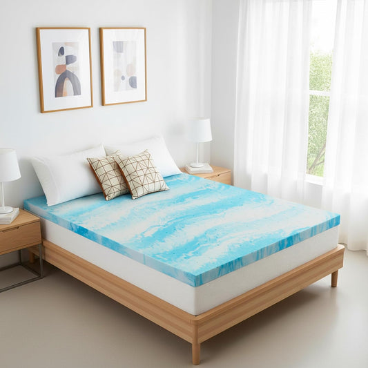 MyDepot Memory Foam Mattress Topper Twin - 4 Inch Gel Infused Bed Toppers, Pressure Relief Mattress Pad for Dorm Room
