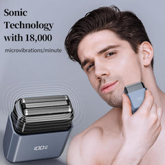 MyDepot Mini Electric Foil Shaver for Men - 3 Floating Blades, LED Display, USB-C Rechargeable, IPX7 Waterproof, Portable Wet/Dry Razor for Face, Ideal for Travel & Home