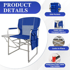 MyDepot Camping Directors Chair, Portable Folding Chair with Side Table and Pocket for Beach, Camping, Lawn & Fishing