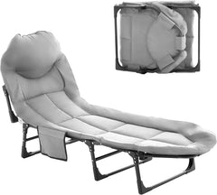 MyDepot Camping Cot for Adults, 6 Angle Adjustable Folding Camping Bed with Mattress, Foldable Camping Bed for Camp, Office, Outdoor, Lightweight Camping Cot with Carry Bag Supports 450 lbs