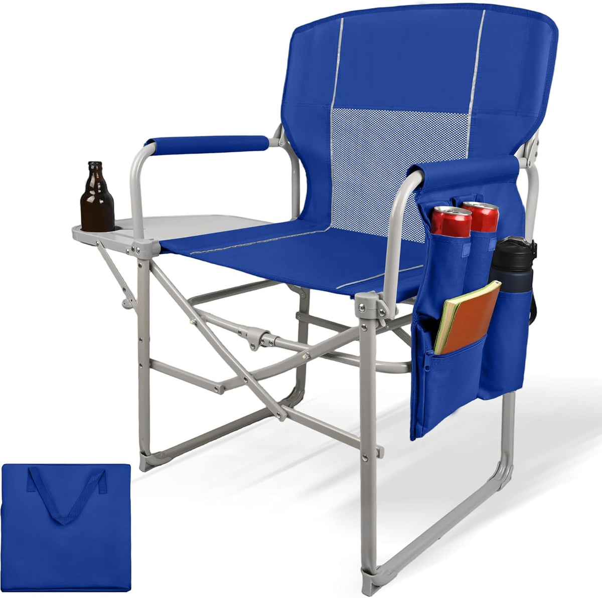 MyDepot Camping Directors Chair, Portable Folding Chair with Side Table and Pocket for Beach, Camping, Lawn & Fishing