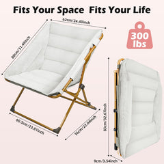 MyDepot Comfy Saucer Chair for Adults, Soft Faux Fur Bedroom Chair, Cozy Folding Lounge Chair Reading Chair for Living Room, Dorm & Bedroom