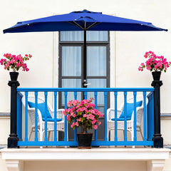 MyDepot Half Umbrella Outdoor Patio，9FT scalloped Patio Umbrella with Easy Crank, Sun Half Patio Umbrella for Patio, Market, Garden, Balcony