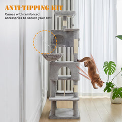 MyDepot 66 Inch Cat Tree Tower, Multi Level Cat Climbing Tower with Natural Sisal Scratching Posts, Hammock, Pet Condo for Indoor Cats and Kittens Play