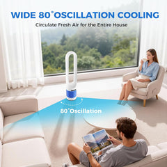 MyDepot 41" Bladeless Tower Fan with Built-in Air Filter, 80°Oscillating Quiet Fan for Bedroom, 8 Speeds, 8H Timer, Remote Control, LED Display, Easy to Clean, Home & Office