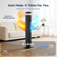 MyDepot Tower Fan for Bedroom, 28dB Quiet Floor Standing Fan with Remote, 12H Timer, 5 Speeds, 4 Modes, LED Display, Portable Bladeless Oscillating Cooling Fan for Indoor, Home, Office