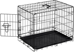 MyDepot Single Door Dog Crate, Metal Pet Kennel with Secure Lock, Foldable Design, Removable Tray for Easy Cleaning, Portable Puppy Cage for Small Dogs, Ideal for Training & Travel