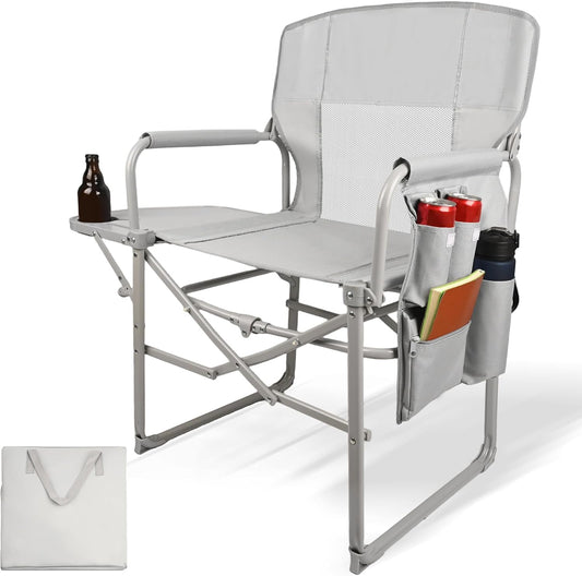 MyDepot Camping Directors Chair, Portable Folding Chair with Side Table and Pocket for Beach, Camping, Lawn & Fishing