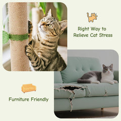 MyDepot 33" Cat Scratching Post for Indoor Cats, Cat Scratcher Scratching Posts with Dangling Ball for Adult, Palm Tree Cat Scratch Post for Kittens, Green