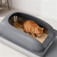 MyDepot Stainless Steel Litter Box with Lid, Metal Litter Box with Cat Litter Mat,Extra Large Enclosed Cat Litter Boxes for Multiple Cats, Anti-Leakage,Non-Stick, Easy to Clean, Included Mat, Scoop
