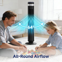 MyDepot Tower Fan for Bedroom, 28dB Quiet Floor Standing Fan with Remote, 12H Timer, 5 Speeds, 4 Modes, LED Display, Portable Bladeless Oscillating Cooling Fan for Indoor, Home, Office