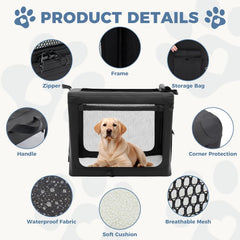 MyDepot Dog Crate Travel Cat Pet Carrier for Small Dog, Portable Foldable Soft Pet Airline Approved Crate with Storage Bag & Washable Pad for Indoor Outdoor Dog Kennel Carrier