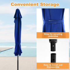 MyDepot Half Umbrella Outdoor Patio，9FT scalloped Patio Umbrella with Easy Crank, Sun Half Patio Umbrella for Patio, Market, Garden, Balcony