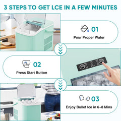 MyDepot Countertop Icemaker Machine, Self-Cleaning Quiet Ice Maker with Handle