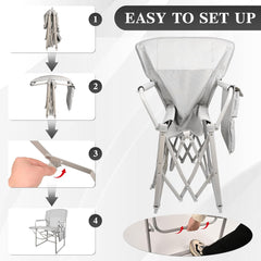 MyDepot Camping Directors Chair, Portable Folding Chair with Side Table and Pocket for Beach, Camping, Lawn & Fishing