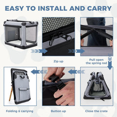 MyDepot Dog Crate Travel Cat Pet Carrier for Small Dog, Portable Foldable Soft Pet Airline Approved Crate with Storage Bag & Washable Pad for Indoor Outdoor Dog Kennel Carrier