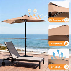 MyDepot Half Umbrella Outdoor Patio，9FT scalloped Patio Umbrella with Easy Crank, Sun Half Patio Umbrella for Patio, Market, Garden, Balcony