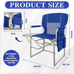 MyDepot Camping Directors Chair, Portable Folding Chair with Side Table and Pocket for Beach, Camping, Lawn & Fishing