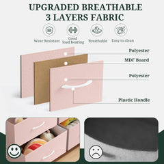 MyDepot Dresser for Bedroom with 7 Fabric Drawers, Chest Organizer Units for Clothing, Closet, Guestroom, Storage Tower with Cabinet, Metal Frame, Wooden Top, Lightweight Furniture