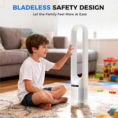 MyDepot 41" Bladeless Tower Fan with Built-in Air Filter, 80°Oscillating Quiet Fan for Bedroom, 8 Speeds, 8H Timer, Remote Control, LED Display, Easy to Clean, Home & Office