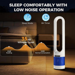 MyDepot 41" Bladeless Tower Fan with Built-in Air Filter, 80°Oscillating Quiet Fan for Bedroom, 8 Speeds, 8H Timer, Remote Control, LED Display, Easy to Clean, Home & Office