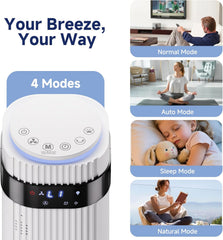 MyDepot Tower Fan for Bedroom, 28dB Quiet Floor Standing Fan with Remote, 12H Timer, 5 Speeds, 4 Modes, LED Display, Portable Bladeless Oscillating Cooling Fan for Indoor, Home, Office
