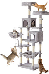 MyDepot 71 inch Cat Tree Tower, Large Multi Level Cat Climbing Tower with Condo, Natural Sisal Scratching Posts, Platform, Hammock, Basket, Tall Pet Tree House for Indoor Cats Play