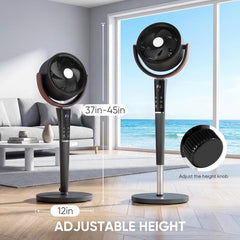 MyDepot Fan for Bedroom, 1050CFM Pedestal Air Circulator, Standing Fans with DC Motor, 15 Speeds & 5 Modes, 120° Omni Oscillation, Digital Display & Remote, 12H Timer, Adjustable Height