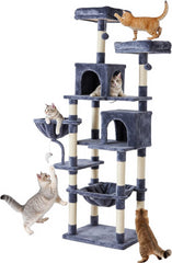 MyDepot 71 inch Cat Tree Tower, Large Multi Level Cat Climbing Tower with Condo, Natural Sisal Scratching Posts, Platform, Hammock, Basket, Tall Pet Tree House for Indoor Cats Play