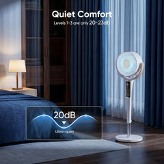 MyDepot Fan for Bedroom, 1050CFM Pedestal Air Circulator, Standing Fans with DC Motor, 15 Speeds & 5 Modes, 120° Omni Oscillation, Digital Display & Remote, 12H Timer, Adjustable Height