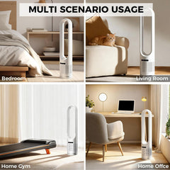 MyDepot 41" Bladeless Tower Fan with Built-in Air Filter, 80°Oscillating Quiet Fan for Bedroom, 8 Speeds, 8H Timer, Remote Control, LED Display, Easy to Clean, Home & Office