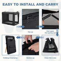 MyDepot Dog Crate Travel Cat Pet Carrier for Small Dog, Portable Foldable Soft Pet Airline Approved Crate with Storage Bag & Washable Pad for Indoor Outdoor Dog Kennel Carrier