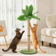 MyDepot 33" Cat Scratching Post for Indoor Cats, Cat Scratcher Scratching Posts with Dangling Ball for Adult, Palm Tree Cat Scratch Post for Kittens, Green