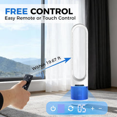 MyDepot 41" Bladeless Tower Fan with Built-in Air Filter, 80°Oscillating Quiet Fan for Bedroom, 8 Speeds, 8H Timer, Remote Control, LED Display, Easy to Clean, Home & Office