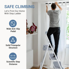 MyDepot  Step Ladder, 3 Sturdy Step Stool with Anti-Slip Pedal & Comfortable Handrail, Portable Heavy Duty Step Stool for Kitchen, Garage & Outdoor Use, 800lbs