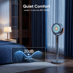 MyDepot Fan for Bedroom, 1050CFM Pedestal Air Circulator, Standing Fans with DC Motor, 15 Speeds & 5 Modes, 120° Omni Oscillation, Digital Display & Remote, 12H Timer, Adjustable Height