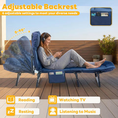 MyDepot Camping Cot for Adults, 6 Angle Adjustable Folding Camping Bed with Mattress, Foldable Camping Bed for Camp, Office, Outdoor, Lightweight Camping Cot with Carry Bag Supports 450 lbs