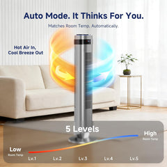 MyDepot Tower Fan for Bedroom, 28dB Quiet Floor Standing Fan with Remote, 12H Timer, 5 Speeds, 4 Modes, LED Display, Portable Bladeless Oscillating Cooling Fan for Indoor, Home, Office