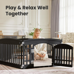 MyDepot Plastic Dog Playpen - 6-Panel 24" Expandable & Durable Pet Fence for Medium Dogs - Indoor & Outdoor Portable Puppy Playpen with Secure Locking Door