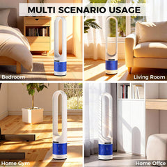 MyDepot 41" Bladeless Tower Fan with Built-in Air Filter, 80°Oscillating Quiet Fan for Bedroom, 8 Speeds, 8H Timer, Remote Control, LED Display, Easy to Clean, Home & Office