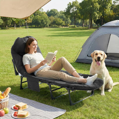 MyDepot Camping Cot for Adults, 6 Angle Adjustable Folding Camping Bed with Mattress, Foldable Camping Bed for Camp, Office, Outdoor, Lightweight Camping Cot with Carry Bag Supports 450 lbs