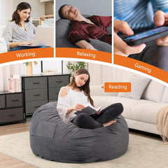 MyDepot Extra Large Bean Bag Sofa – Soft Removable Cover, Side Pockets & Handle