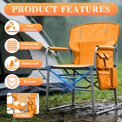 MyDepot Camping Directors Chair, Portable Folding Chair with Side Table and Pocket for Beach, Camping, Lawn & Fishing