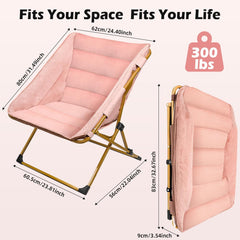MyDepot Comfy Saucer Chair for Adults, Soft Faux Fur Bedroom Chair, Cozy Folding Lounge Chair Reading Chair for Living Room, Dorm & Bedroom