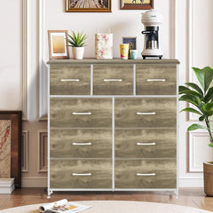 MyDepot 9 Drawer Dresser for Bedroom, Fabric Storage Organizer with Sturdy Metal Frame, Wooden Top Chest of Drawers for Closet Entryway Guest Room