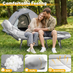 MyDepot Camping Cot for Adults, 6 Angle Adjustable Folding Camping Bed with Mattress, Foldable Camping Bed for Camp, Office, Outdoor, Lightweight Camping Cot with Carry Bag Supports 450 lbs
