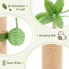 MyDepot 33" Cat Scratching Post for Indoor Cats, Cat Scratcher Scratching Posts with Dangling Ball for Adult, Palm Tree Cat Scratch Post for Kittens, Green
